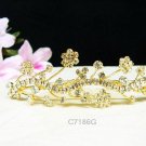 Golden wedding hair accessories bridal tiara;rhinestone headpiece floral crystal comb 7186G