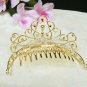 Golden Bridal crystal small comb hair accessories,wedding tiara filigree rhinestone headpiece 18G