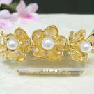 Golden floral crystal bridal comb hair accessories,wedding tiara veil,rhinestone headpiece 1264G