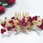 Handmade crystal red bridal comb hair accessories,floral wedding tiara ,rhinestone headpiece1141R