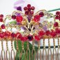 18k golden red Bridal comb bridesmaid hair accessories,wedding tiara 1236R
