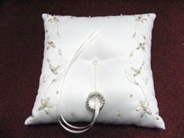 Handmade ivory satin bridal ring pillow ribbon veil, bridesmaid wedding accessories r974i