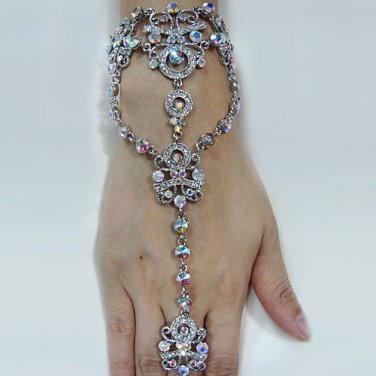 Bridal sparkle crystal rhinestone rhodium alloy bracelet veil,wedding handmade accessories E8009