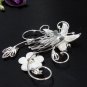 Handmade alloy floral Bridal silver pearl comb veil,wedding tiara headpiece accessories regal 1763