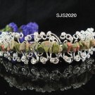 Bridal handmade alloy silver green small comb veil,wedding tiara headpiece accessories regal 2020