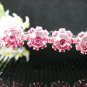 Handmade pink daisy bridal silver small comb veil,wedding tiara headpiece accessories regal 8790P