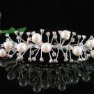 Handmade silver pearl small bridal comb,wedding tiara headpiece hair accessories regal 1124