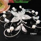 Handmade alloy butterfly silver pearl bridal comb wedding tiara headpiece accessories regal 4664S
