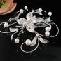 Handmade alloy butterfly silver pearl bridal comb wedding tiara headpiece accessories regal 4664S