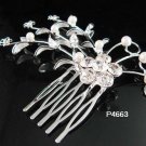 Handmade crystal floral silver small bridal comb wedding tiara headpiece hair accessories 4663S
