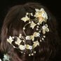 Handmade 18k golden floral pearl bridal comb ,wedding tiara headpiece hair accessories regal 4744g