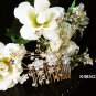 Handmade 18K Golden floral bridal comb ,wedding tiara headpiece accessories regal  485S