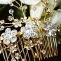 Handmade 18K Golden floral bridal comb ,wedding tiara headpiece accessories regal 485S