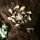 Handmade 18k golden floral Bridal pearl comb veil,wedding tiara headpiece accessories regal 4447G
