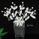 Handmade alloy pearl floral silver bridal comb ,wedding tiara headpiece hair accessories regal 1786