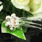 3 PC FLORAL silver small bridal comb, handmade wedding tiara headpiece hair accessories regal 6418