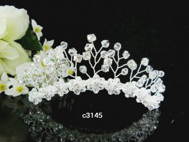 Handmade floral silver bridal comb,wedding tiara headpiece woman hair accessories 3145