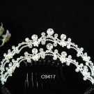 CRYSTAL pearl silver bridal comb,wedding tiara sparkle headpiece hair accessories 9417