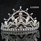 HUGE handmade pearl small crown silver bridal comb,wedding tiara woman hair accessories 2025