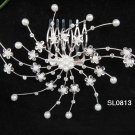 Silver alloy floral pearl bridal comb,wedding bridesmaid tiara woman hair accessories L813