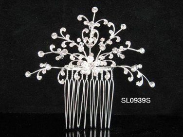 Handmade floral silver rhinestone alloy bridal comb,wedding woman hair accessories tiara SL939s