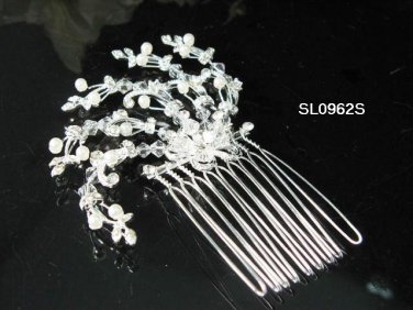 Handmade pearl floral silver alloy bridal comb,wedding woman hair accessories tiara regal SL962s