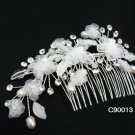 Handmade silver organza pearl daisy bridal comb,wedding hair accessories tiara 90013
