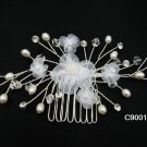 Handmade silver organza pearl daisy bridal hair comb,wedding hair accessories tiara 90015