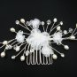 Handmade silver organza pearl daisy bridal hair comb,wedding hair accessories tiara 90015