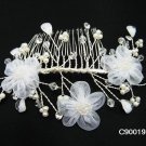 Handmade silver organza crystal pearl daisy bridal comb,wedding hair accessories tiara 90019