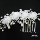 Handmade silver organza pearl floral bridal hair comb,wedding headpiece hair accessories tiara 90020