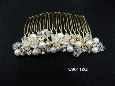 18K GOLDEN handmade pearl bridal comb,wedding headpiece woman hair accessories tiara regal 90112G