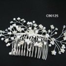 Handmade silver floral pearl bridal comb,wedding headpiece woman hair accessories tiara regal 90125