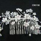 Handmade Bridal silver floral pearl hair comb,wedding headpiece hair accessories tiara regal 90138