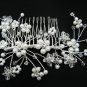 Handmade Bridal silver floral pearl hair comb,wedding headpiece hair accessories tiara regal 90138
