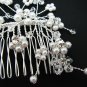 Handmade Bridal silver floral pearl hair comb,wedding headpiece hair accessories tiara regal 90138