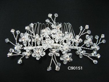 handmade alloy floral silver bridal comb,wedding woman hair accessories tiara regal 90151