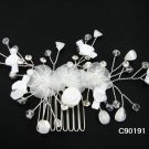 handmade organza floral silver bridal comb,wedding woman hair accessories tiara regal 90191