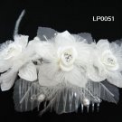 handmade organza pearl floral silver bridal comb,wedding headpiece woman hair accessories tiara lp51
