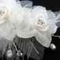handmade organza pearl floral silver bridal comb,wedding headpiece woman hair accessories tiara lp51