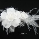 handmade feather organza floral silver bridal comb,wedding headpiece woman accessories tiara lp77