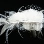 handmade feather organza floral silver bridal comb,wedding headpiece woman accessories tiara lp77