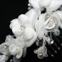 Silver handmade organza crystal pearl floral bridal comb,wedding tiara hair accessories lp101