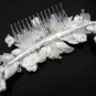 Silver handmade organza crystal pearl floral bridal comb,wedding tiara hair accessories lp101