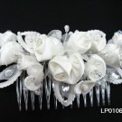 Silver handmade crystal bridal comb,wedding tiara organza pearl floral woman hair accessories lp106
