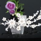 Bridal silver handmade rhinestone porcelain daisy hair comb,wedding tiara hair accessories SL1278