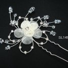 Bridal silver handmade crystal organza floral hair comb,wedding tiara hair accessories regal SL1489