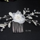 Bridal silver handmade crystal hair comb,wedding tiaraorganza floral hair accessories regal SL1746