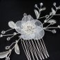 Bridal silver handmade crystal hair comb,wedding tiaraorganza floral hair accessories regal SL1746