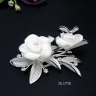 Bridal silver handmade alloy satin floral pearl hair comb,wedding tiara hair accessories regal 1756